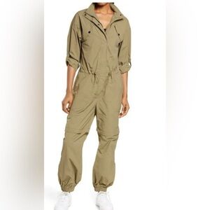 Sweaty Betty Moss Green Interstellar Boilersuit with Adjustable Sleeves